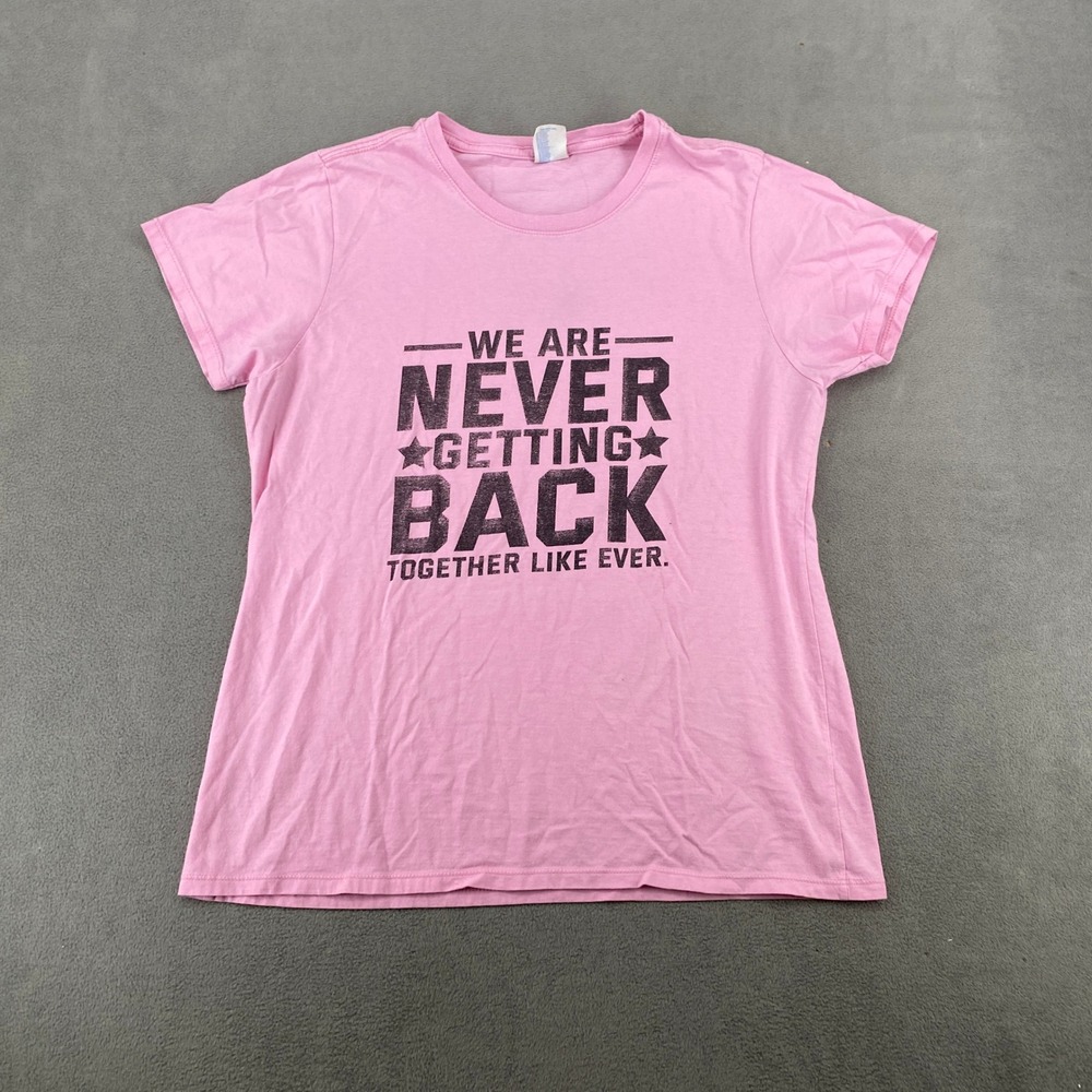 Port & Company Pink Never Getting Back Together Graphic Tee Shirt Large